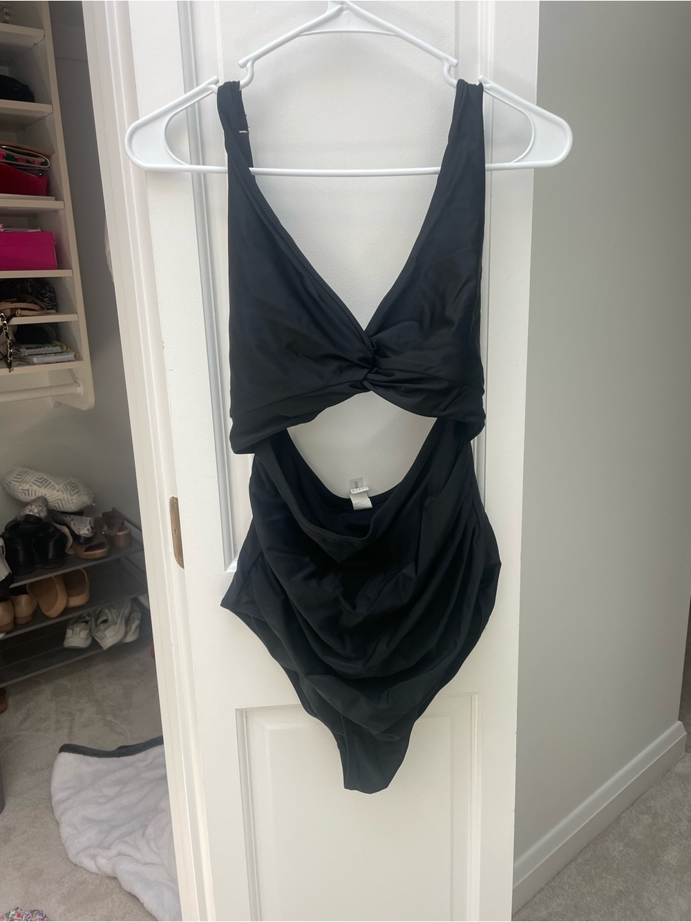 Black Twist-Front One-Piece Bodysuit
